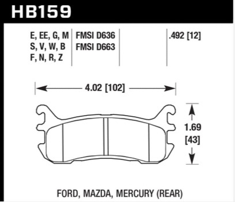 Mazda Miata Brake Pads - Rear - Hawk Performance - ER-1 - `03-`05
